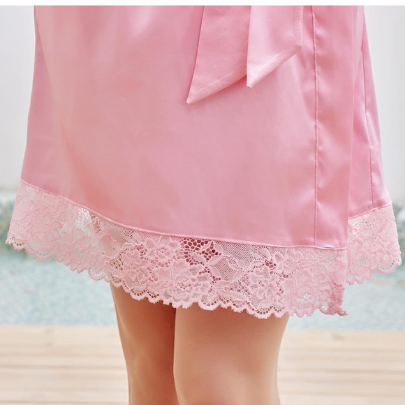 DaysU Satin Robes for Women, Short Silky Bathrobes for Loungewear House Dress - Picture 3 of 6